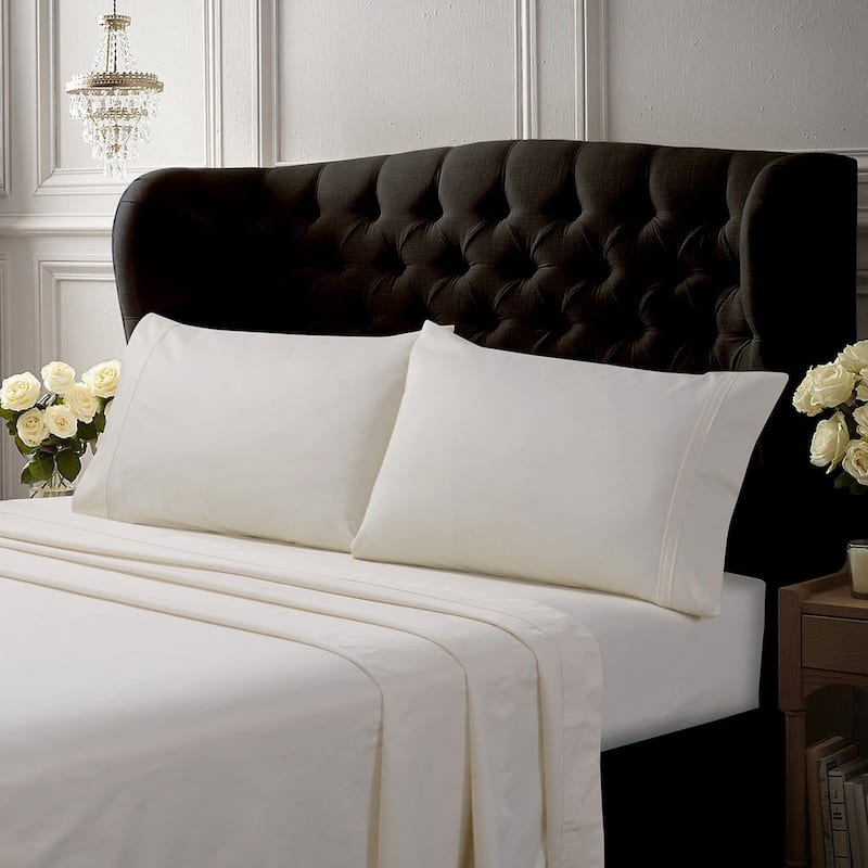 Egyptian Cotton 500 TC Extra Deep Pocket 6-Piece Bed Sheet Set - Queen - Ivory
