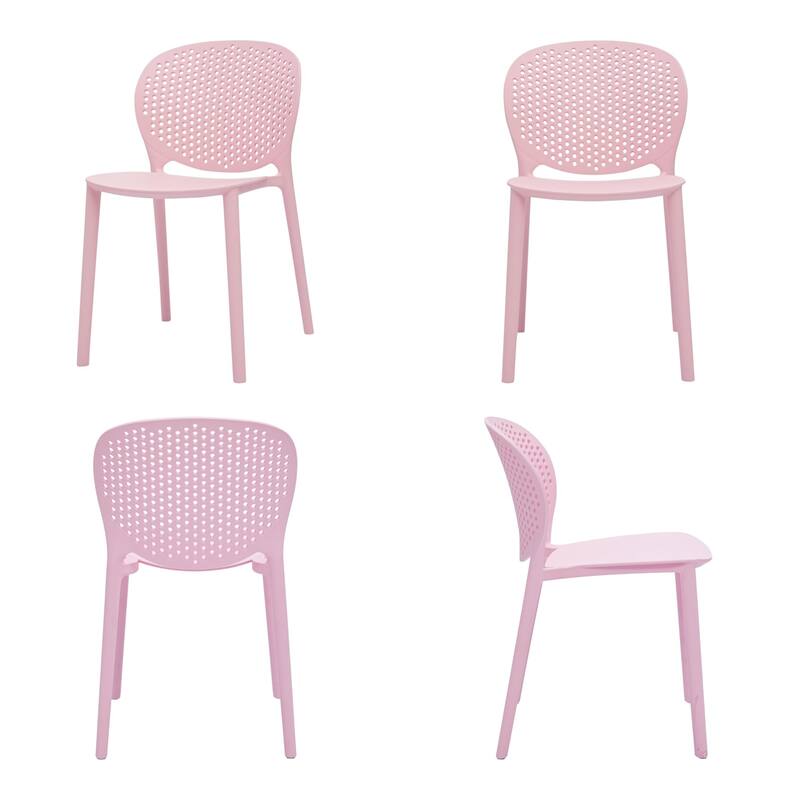 HomeRoots Set Of Four Pink Heavy Duty Plastic Juvenile Chairs - 14.00 in. x 23.00 in. x 16.00 in.