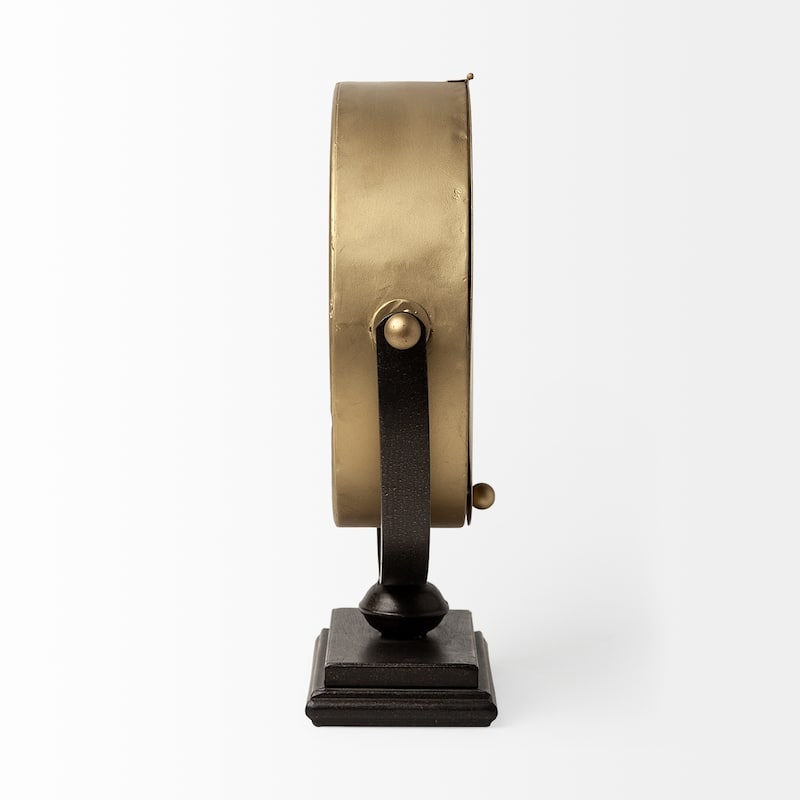 Houston Gold Metal Half Moon Base Table Clock - 4.0L x 12.0W x 13.0H