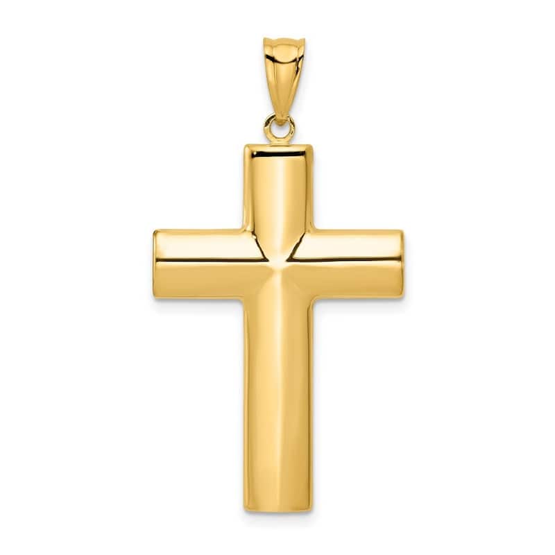 Curata 14k Yellow Gold 18" Polished Cross Pendant Necklace - 21.4x40mm