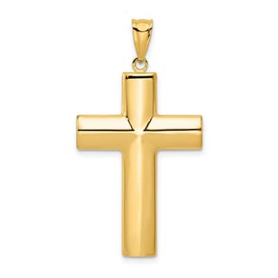 Curata 14k Yellow Gold 18" Polished Cross Pendant Necklace - 21.4x40mm