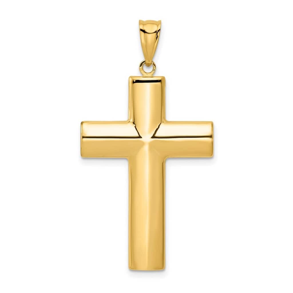 Curata 14k Yellow Gold 18" Polished Cross Pendant Necklace - 21.4x40mm