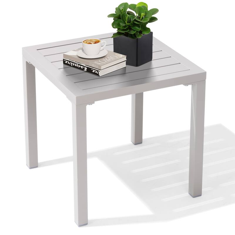 Outdoor Aluminum End Table Square Patio Side Table - 15.7" L x 15.7" W x 15.9" H