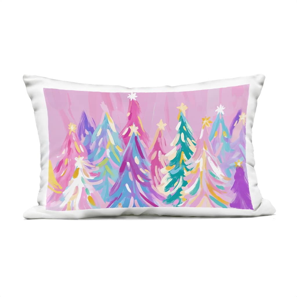 Stupell Pastel Christmas Trees Abstraction Printed Outdoor Throw Pillow Design by Arlington Prints