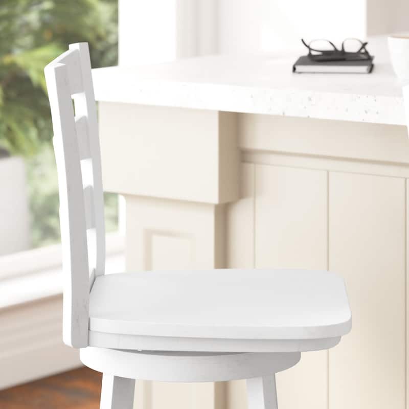 Ladderback Wooden Swivel Bar Stool with Footrest