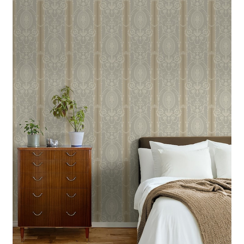 Seabrook Designs Austen Cameo Stripe Unpasted Wallpaper