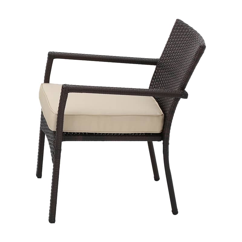 Casie 4pc Outdoor Set, 1 Table 2 Accent Chairs 1 Loveseat, Brown Rattan