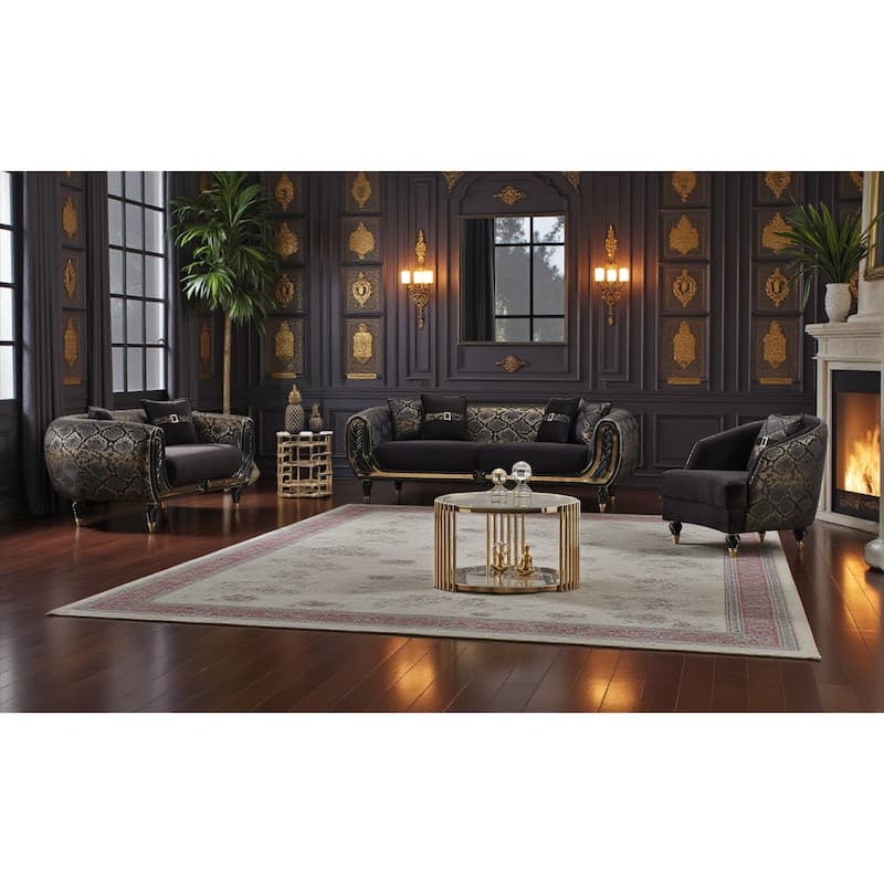 Haven 3 Pieces Living Room Sets 1 Sofa 1 Loveseat 1 Chair - Black