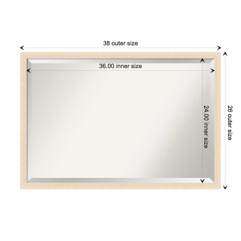 Woodgrain Stripe Beveled Wood Framed Bathroom Vanity Wall Mirror - Woodgrain Stripe Blonde - Glass Size 36x24