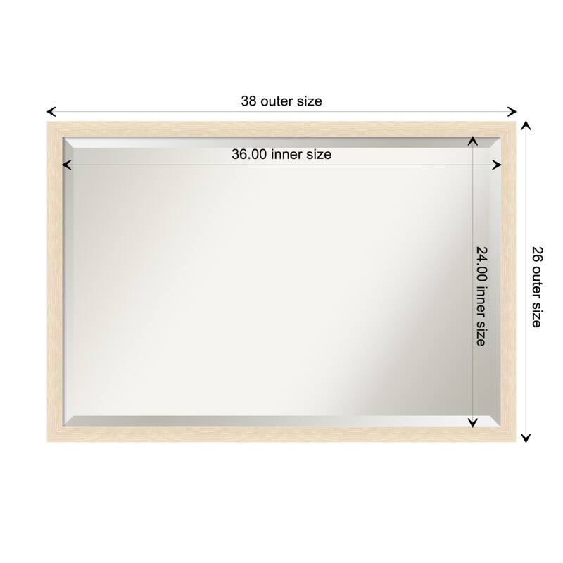 Woodgrain Stripe Beveled Wood Framed Wall Mirror - Woodgrain Stripe Blonde - Glass Size 36x24