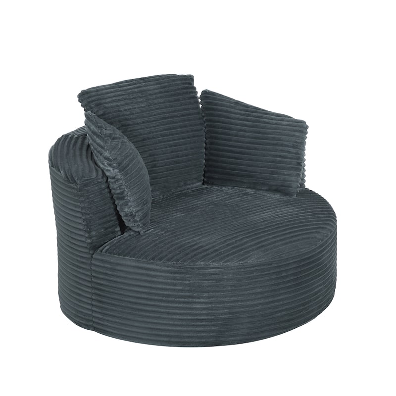 Modern Accent Chair with Plush Sponge & Pocket Spring Support, Round Chair Lounge Chair with Cushioned Backrest