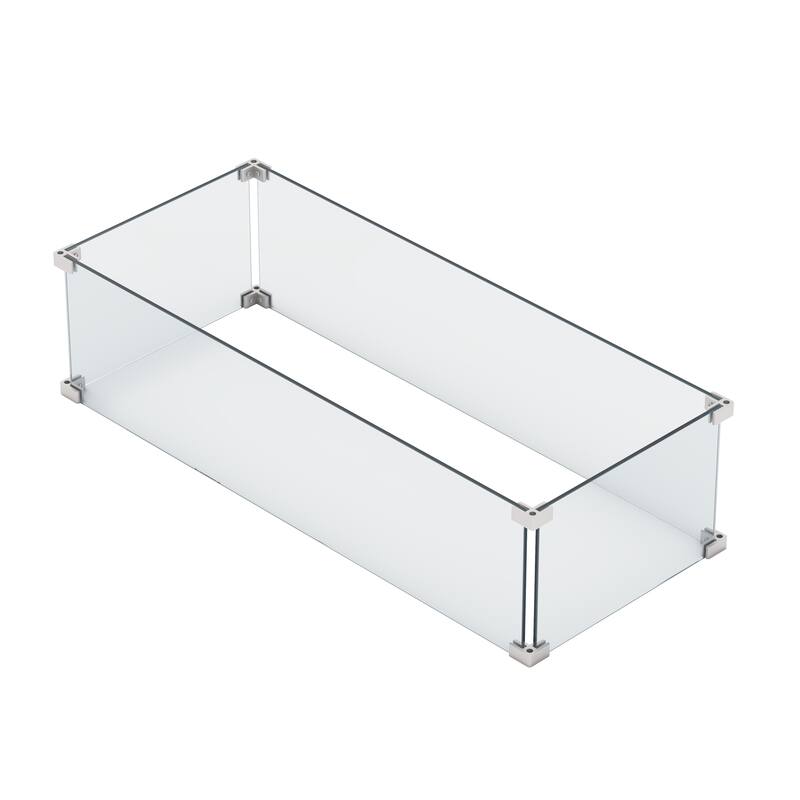Corvus 27.9" x 11.6" Rectangular Tempered Glass Wind Guard For Fire Pits