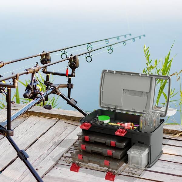 5 compartment tackle box QFDGFDBCX Layers fishing tackle Gymax 5 Layers Fishing Tackle