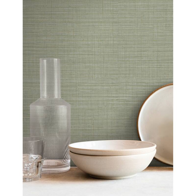 York Wallcoverings Lotus Silk Sea Foam Wallpaper
