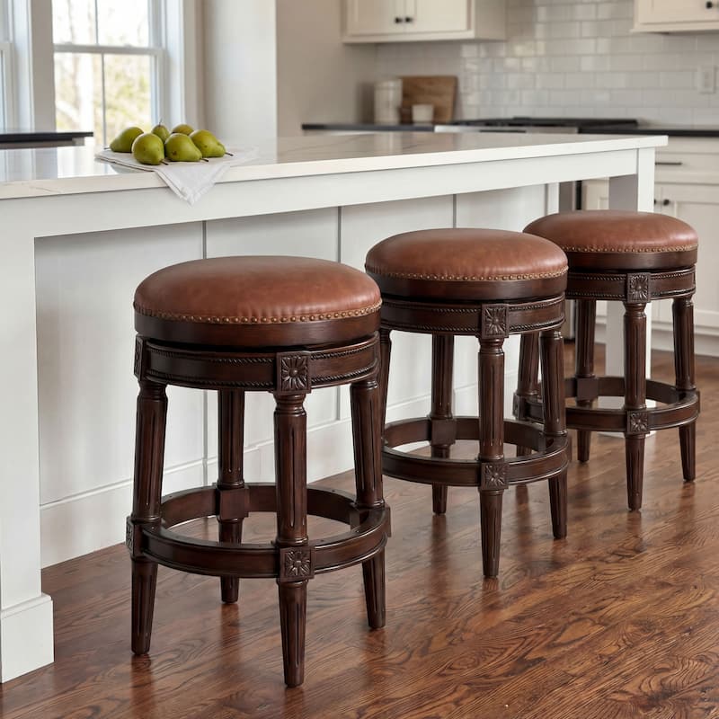 New Ridge Home Goods Chapman Counter-Height Backless Swivel Bar Stool - Counter Height