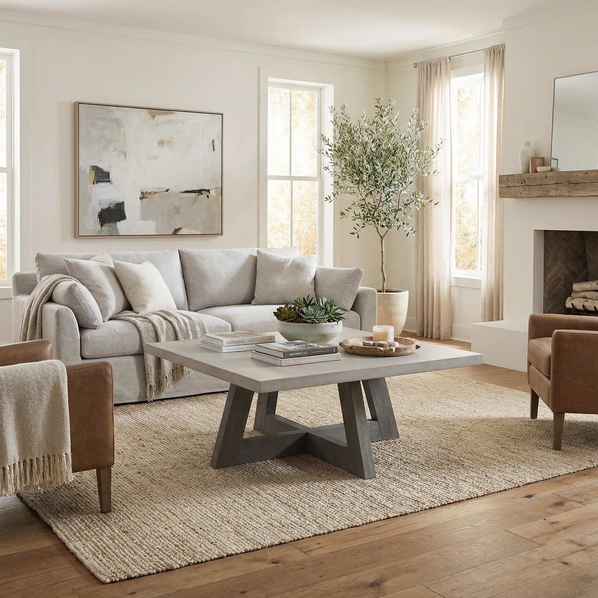 Carolina Chair & Table Largo Grey Rectangular Coffee Table with Spray Concrete Top