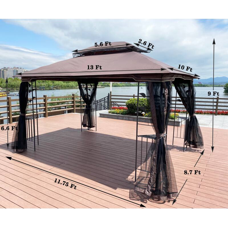 13x10 Outdoor Patio Gazebo Canopy Tent With Ventilated Double Roof
