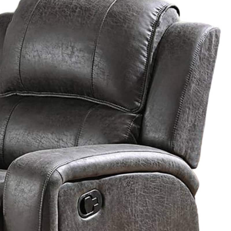 Charles Manual Recliner Chair, Smoke Gray Faux Leather, Solid Wood