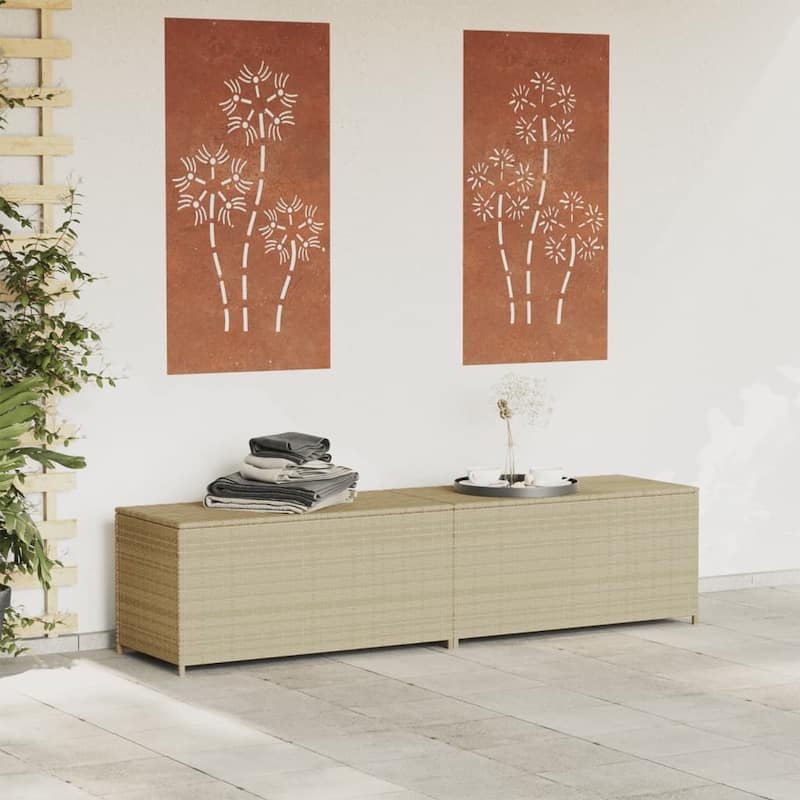 vidaXL Patio Storage Box Poly Rattan 70.9"x35.4"x27.6" Gray