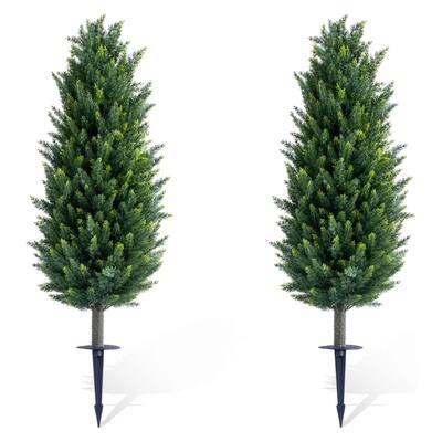 43.3 Inch Artificial Cedar Tree with Spike for Home Decor