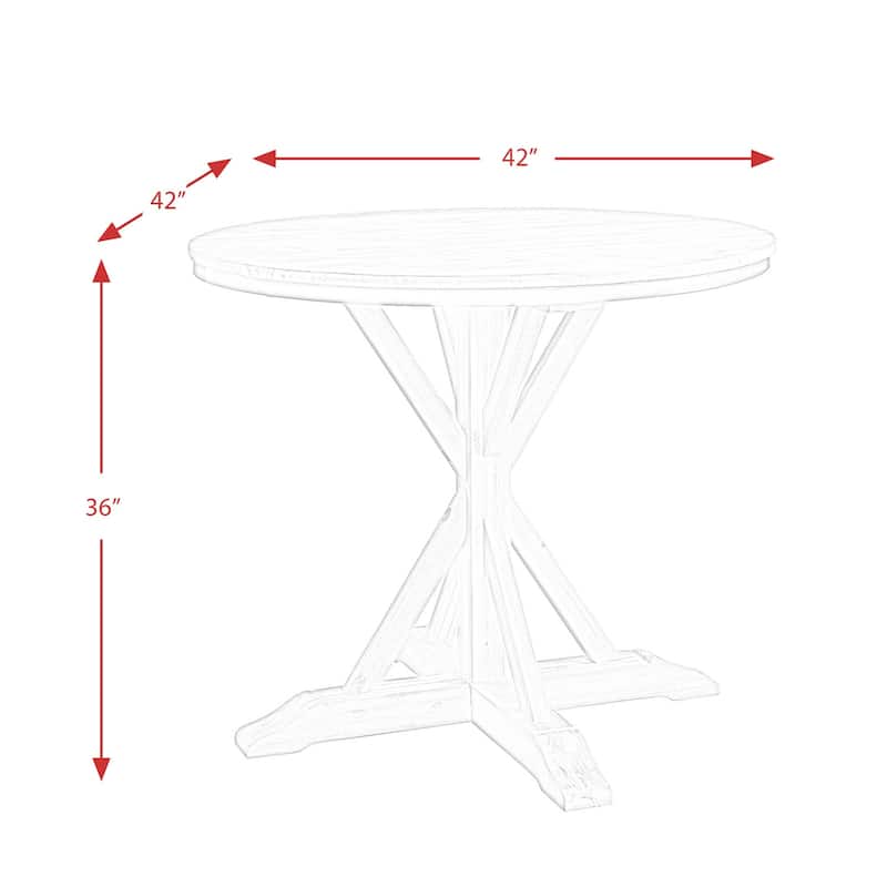 Round Counter Height Dining Table - 42 Inch Retro Design, Rustic Pedestal Table, Durable Finish