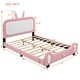 preview thumbnail 7 of 6, Full size Upholstered Rabbit-Shape Princess Bed,Full Size Platform Bed with Headboard and Footboard,White+Pink
