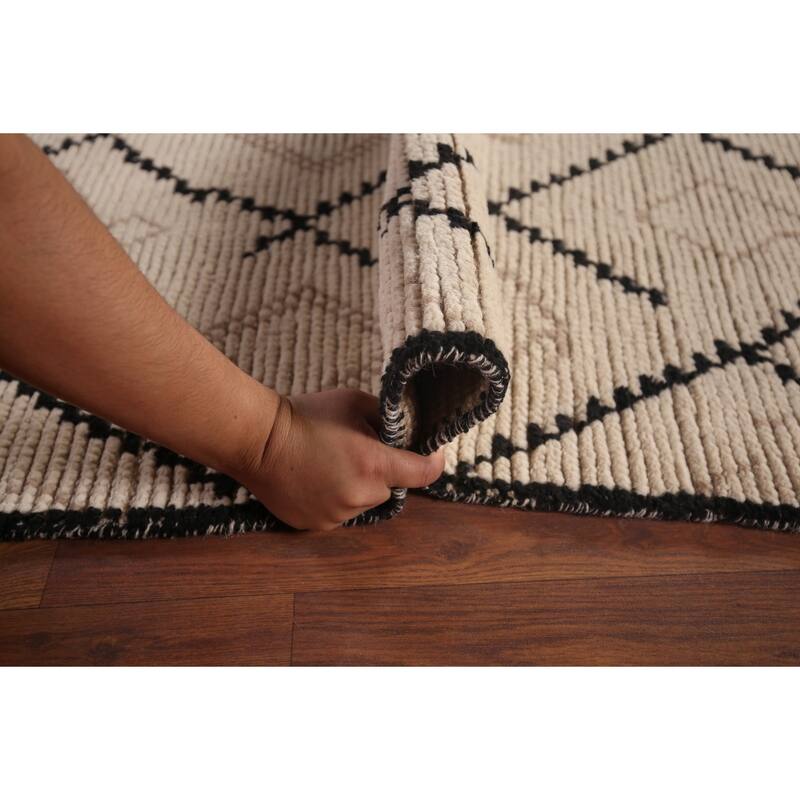 All-Over Trellis Moroccan Oriental Area Rug Handmade Wool Carpet - 8'1"x 11'10"