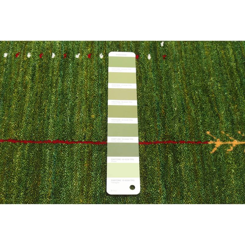 ECARPETGALLERY Hand Loomed Kashkuli Gabbeh Green Wool Rug - 3'11 x 5'10