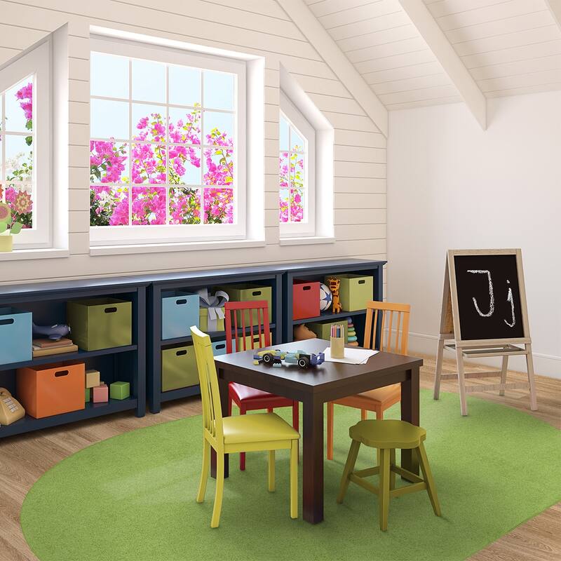 Just Kidding Oval Educational Polyester Area Rug - 6' x 9' Oval - Lime Green