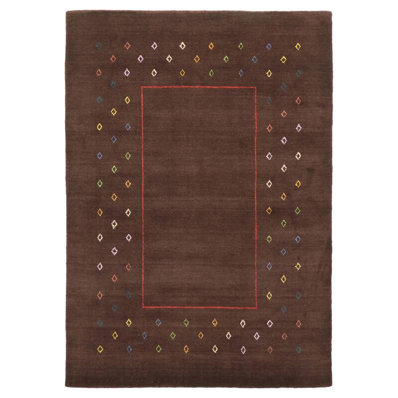 ECARPETGALLERY Hand Loomed Kashkuli Gabbeh Dark Brown Wool Rug - 4'1 x 5'10