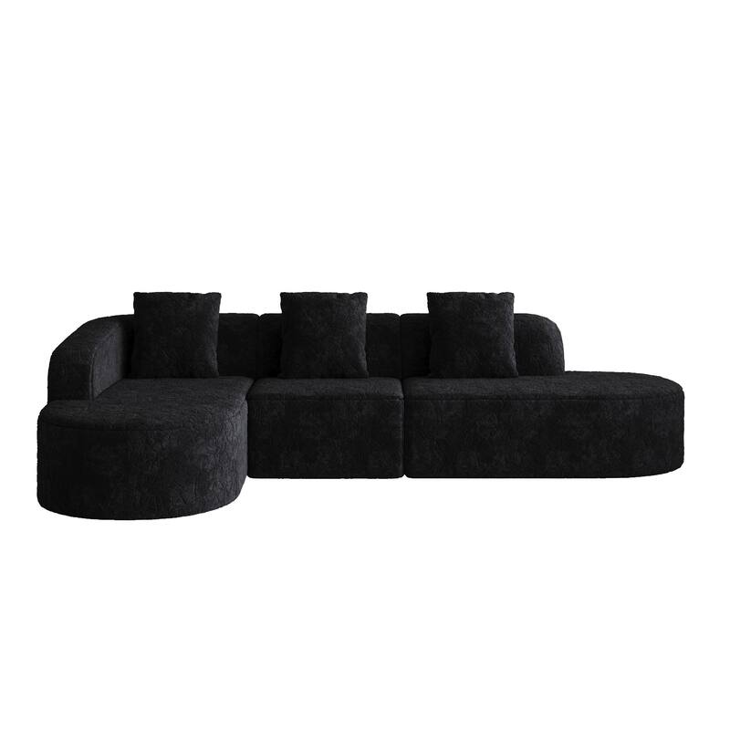 Homylin 112" Curved L-Shaped Modular Sofa with Chaise, 3-Seat Polyester