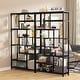 preview thumbnail 19 of 23, Vintage Brown/ Black 8-Shelf Etagere Bookcase, White Modern Bookshelves with Storage, Tall Display Rack