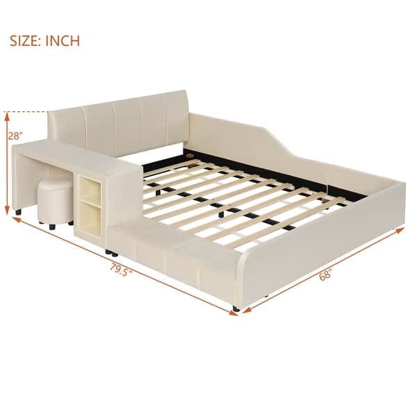 dimension image slide 1 of 5, Baby Toddler Growing Bed Skin Friendly Upholstered Bed