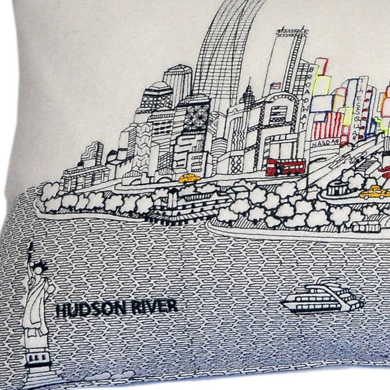 HomeRoots 46" White NYC Daylight Skyline Lumbar Decorative Pillow