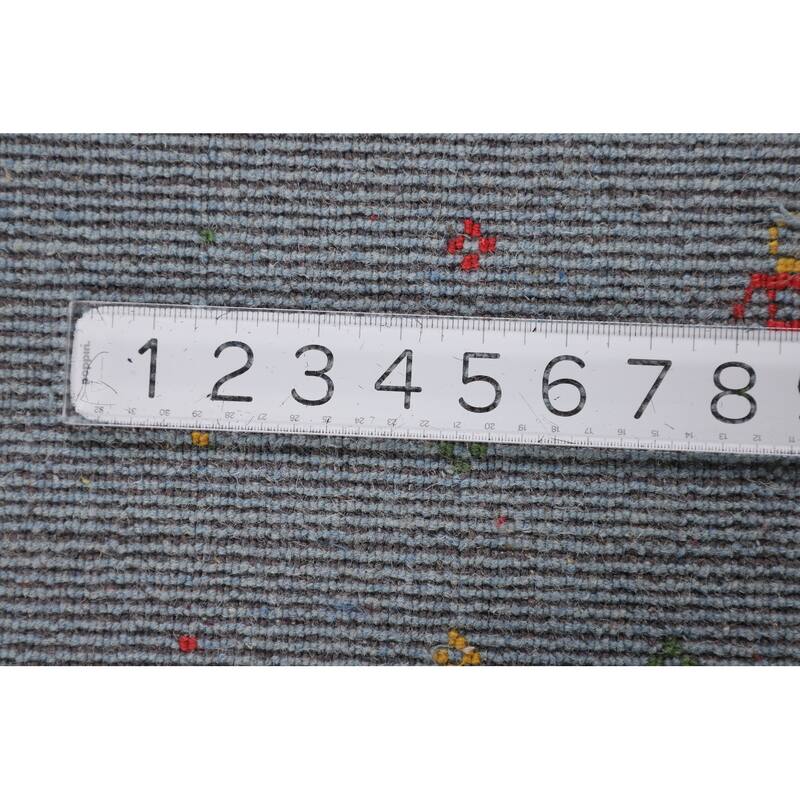 Light Blue Gabbeh Oriental Area Rug Handmade Tribal Wool Carpet - 8'4" x 9'10"