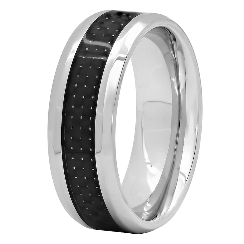 Steel Nation Stainless Steel Carbon Fiber Center 8mm Band