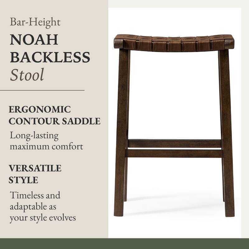 Maven Lane Noah Kitchen Dining Stool with Vegan Leather