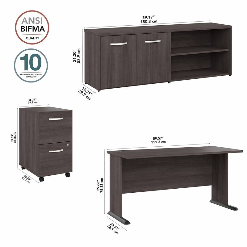 Studio A 60W Computer Desk with Storage by Bush Business Furniture
