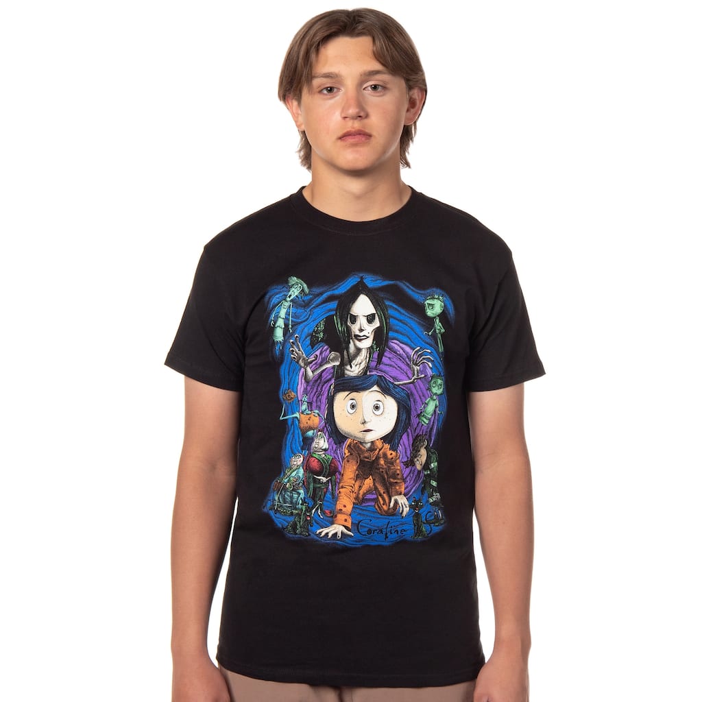 Coraline Men's Spiral Tunnel Character Graphic Print Adult T-Shirt