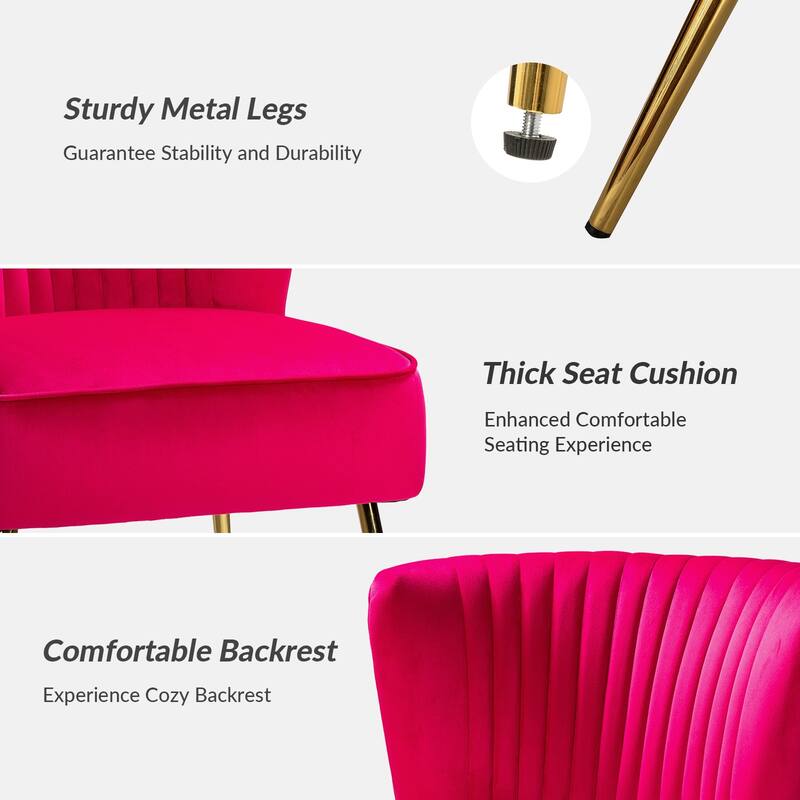 Monica 22''W Upholstered Modern Tufted Accent Side Chair with Gold Legs by HULALA HOME