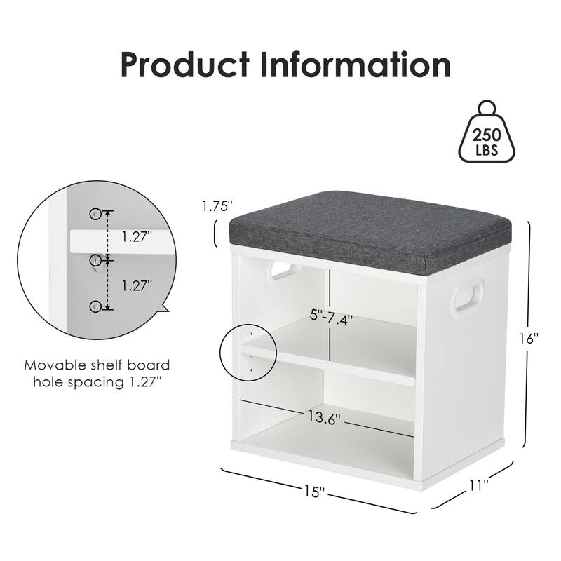 Small Shoe Bench for Entryway with Cushion Shoe Bench with Storage and Seating, Seat Entryway Shoe Rack, Entryway