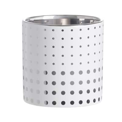 A&B Home 5-inch Polished Silver and White Dot Pattern Planter
