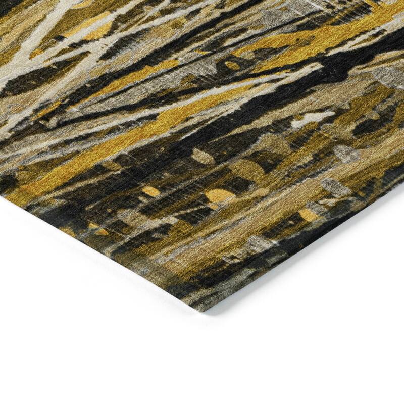 Machine Washable Indoor/Outdoor Abstract Stripes Chantille Rug