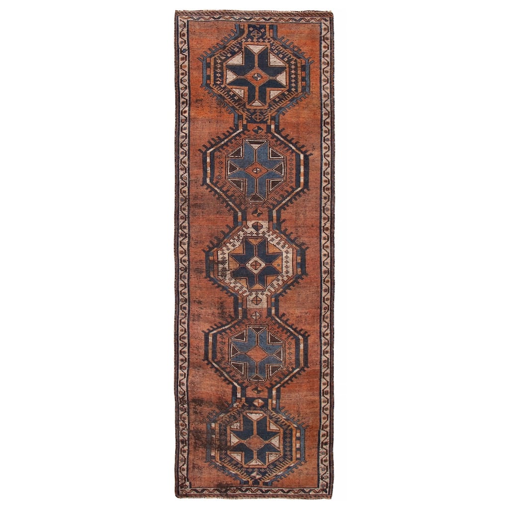 ECARPETGALLERY Hand-knotted Melis Vintage Copper Wool Rug - 3'10 x 11'3