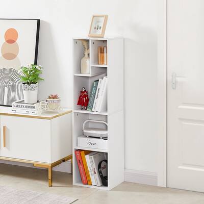 Javlergo Bookcase 5 Cube Bookshelf with Storage Shelf, Freestanding Wooden Organizer Display Shelf, for Living Room Home Office