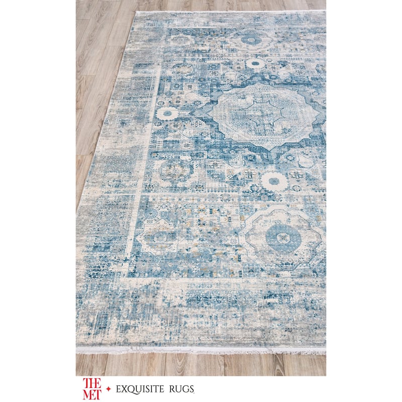 The Met X Exquisite Rugs Legacy Blue/Ivory Area Rug.