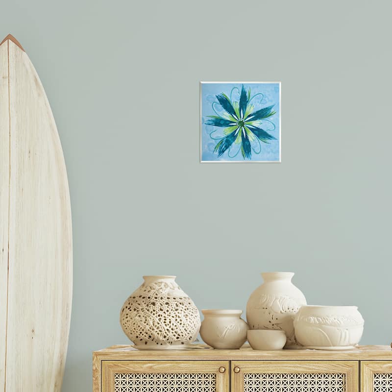 Stupell Blue & Green Abstract Flower Wall Plaque Art Design By Liz Jardine
