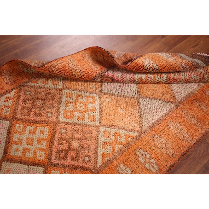 Oushak Turkish Vintage Runner Rug Hand-Knotted Geometric Wool Carpet - 2'8"x 13'7"
