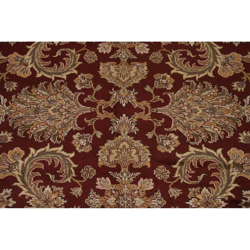 Red Floral Agra Indian Area Rug Hand-Knotted Wool Carpet - 8'3"x 10'1"