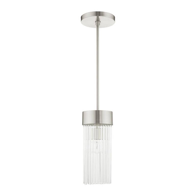 Livex Lighting 1-light Brushed Nickel Mini Pendant, 49829-91 - 7" DIA X 22" - 70" ADJ. H